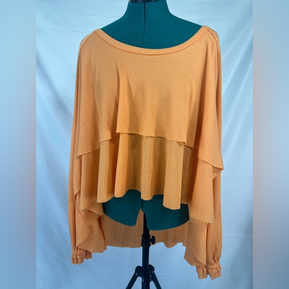 Sunset Orange Oversized Ruffle Sweater